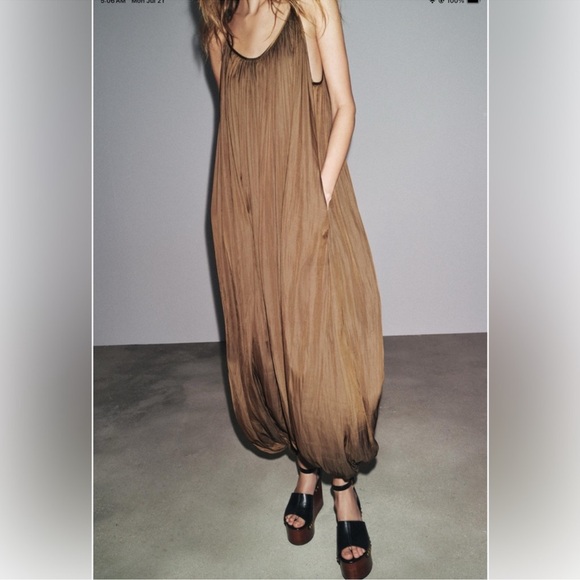 Zara COLLECTION LONG PLEATED JUMPSUIT | M NWT - Picture 6 of 16